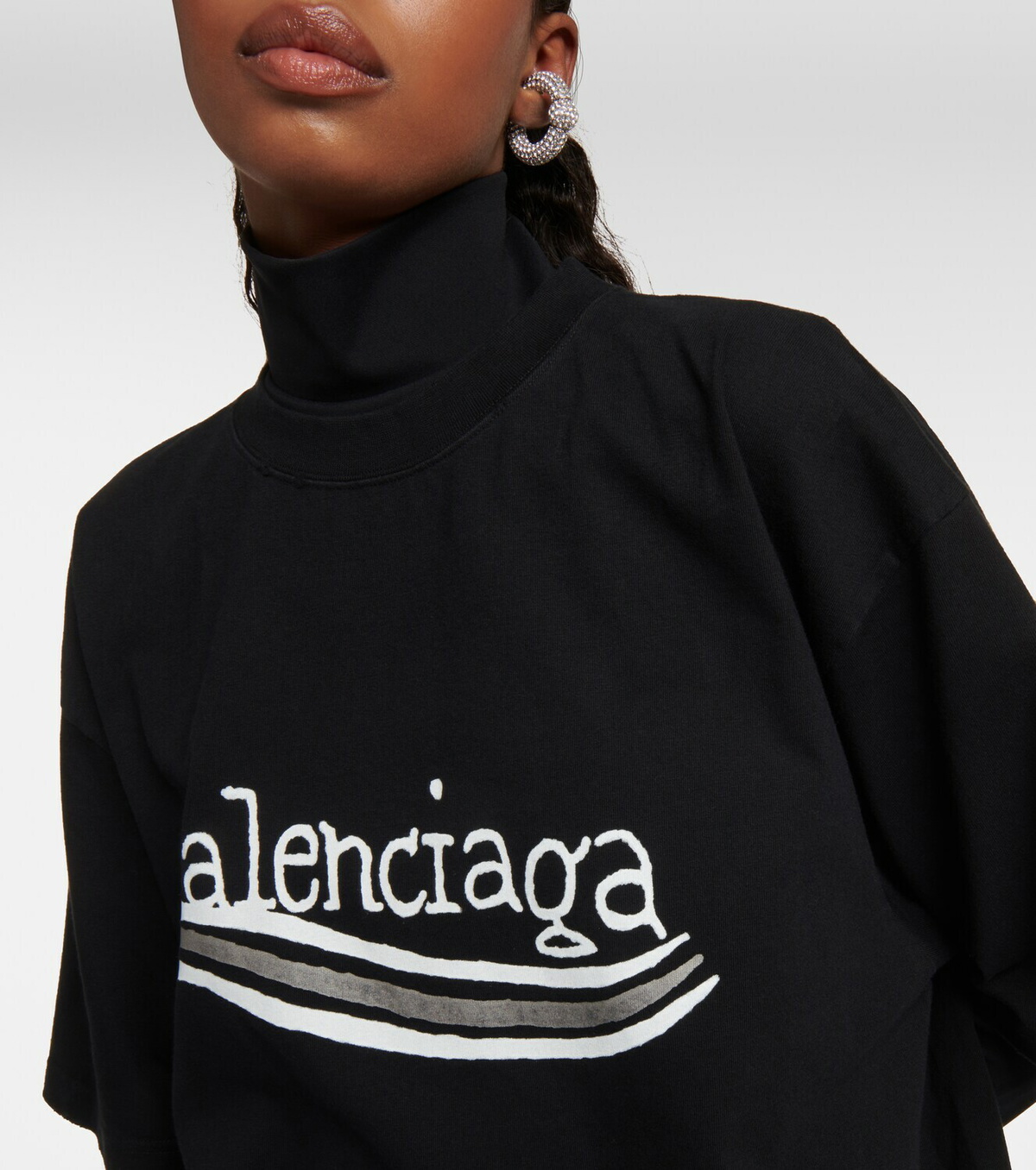 希少！すぐ届く！BALENCIAGA ロゴ Tシャツ コットンジャージー BALENCIAGA】コットンジャージーTシャツ グレー