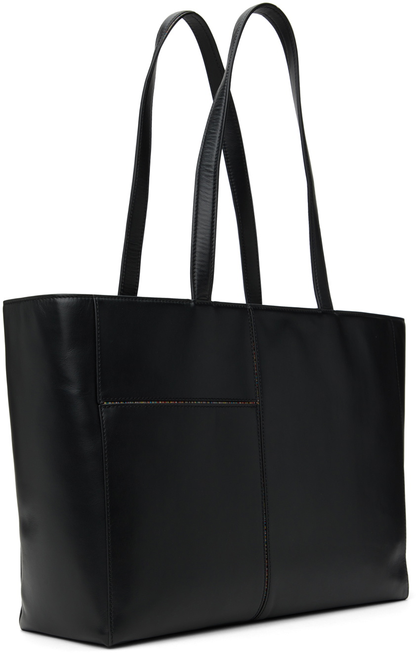 Paul Smith Stripe Leather Tote Bag Black Paul Smith Striped Canvas