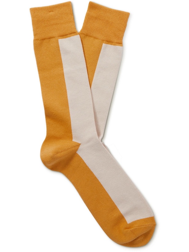 Photo: Anonymous Ism - Colour-Block Cotton-Blend Socks - Yellow