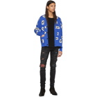 Amiri Blue Cashmere Cards Cardigan