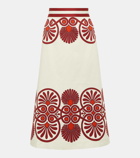 La DoubleJ Baia printed cotton-blend midi skirt