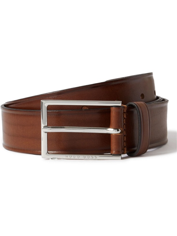 Photo: HUGO BOSS - 3.5cm Burnished-Leather Belt - Brown