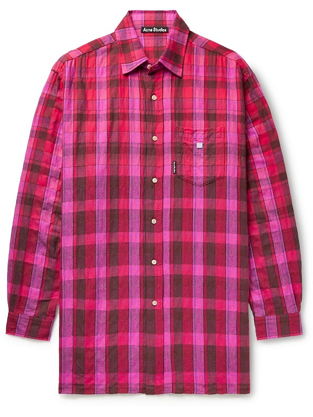 Photo: Acne Studios - Oversized Checked Cotton-Blend Flannel Shirt - Red