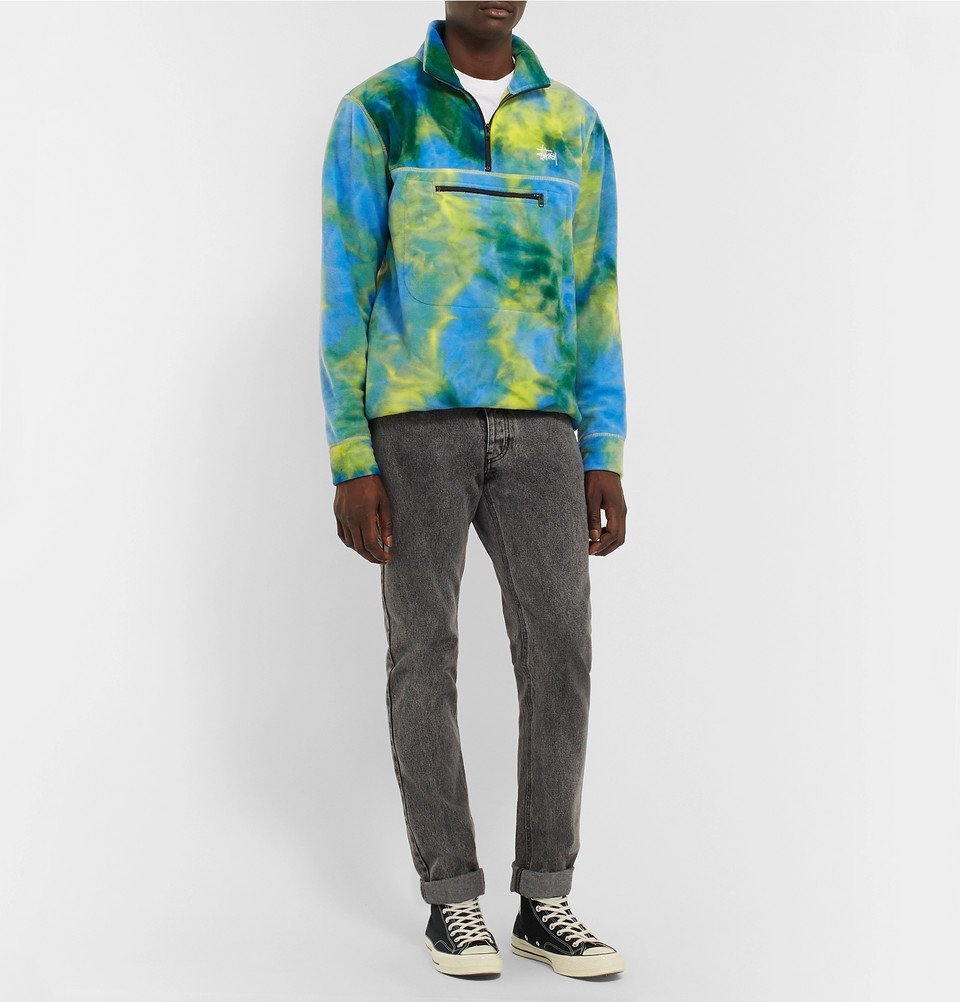 Stüssy - Tie-Dyed Fleece Half-Zip Sweatshirt - Green Stussy