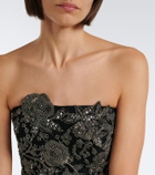 Carolina Herrera Floral embellished bustier dress
