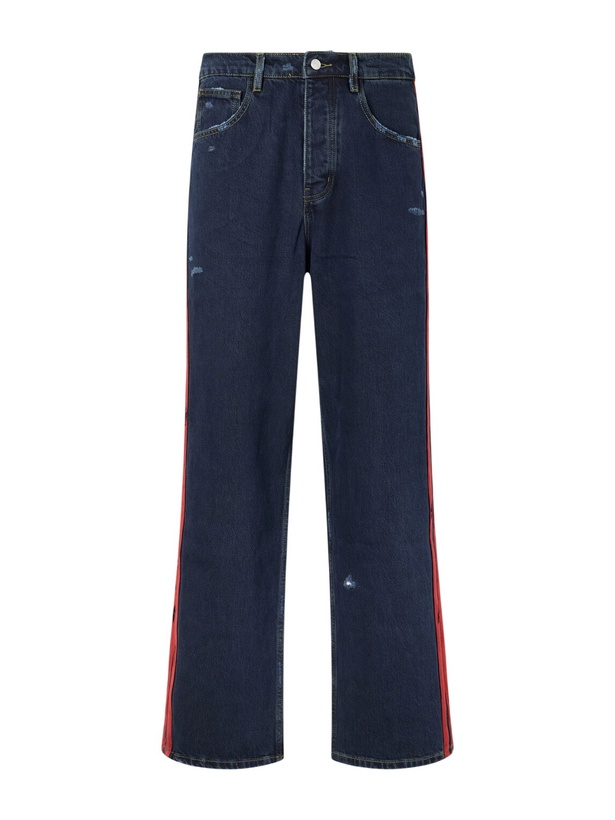 Photo: NAHMIAS - Destroyed Wide-Leg Striped Jeans - Blue