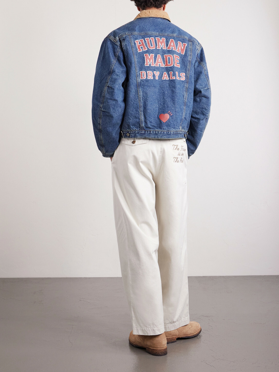 Human Made - Corduroy-Trimmed Logo-Embroidered Denim Jacket - Blue