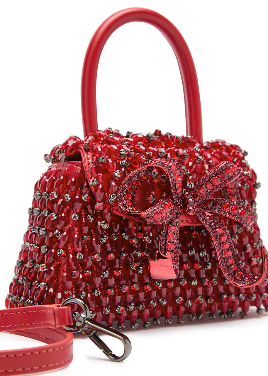 Self-portrait Micro Embellished Leather top Handle bag - Red - One Size