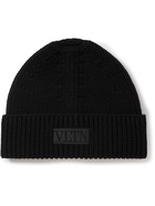 Valentino - Valentino Garavani Logo-Appliquéd Ribbed Virgin Wool Beanie