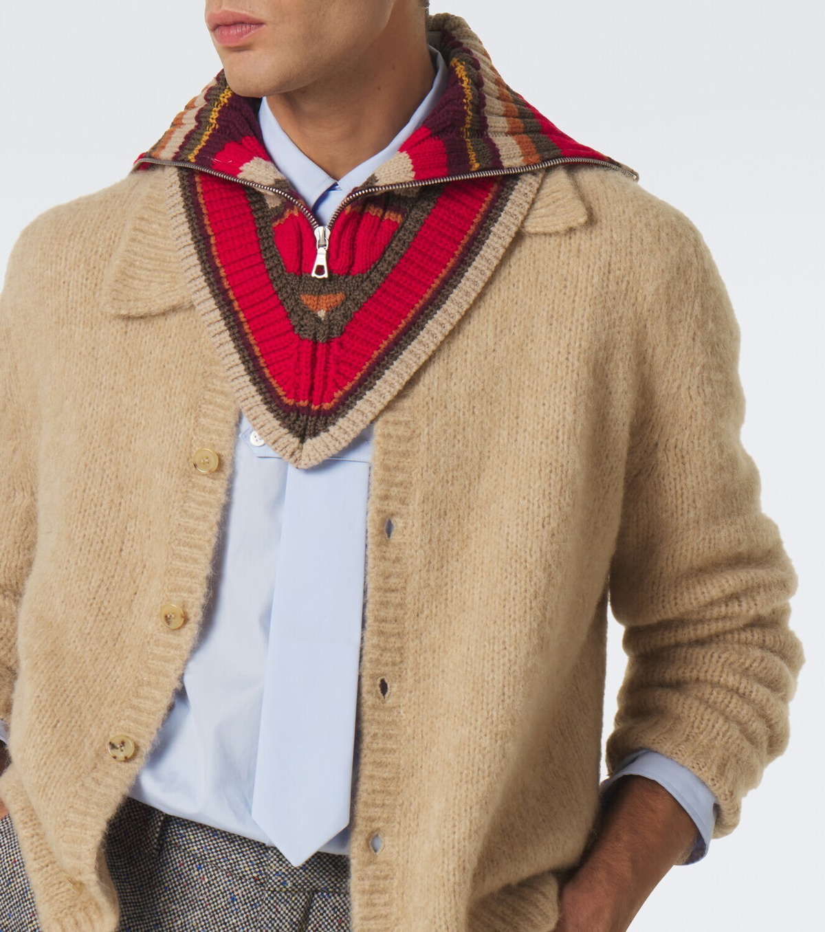 Dries Van Noten Striped wool zip-up collar