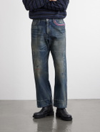 Neighborhood - Savage Wide-Leg Bead-Embellished Distressed Jeans - Blue