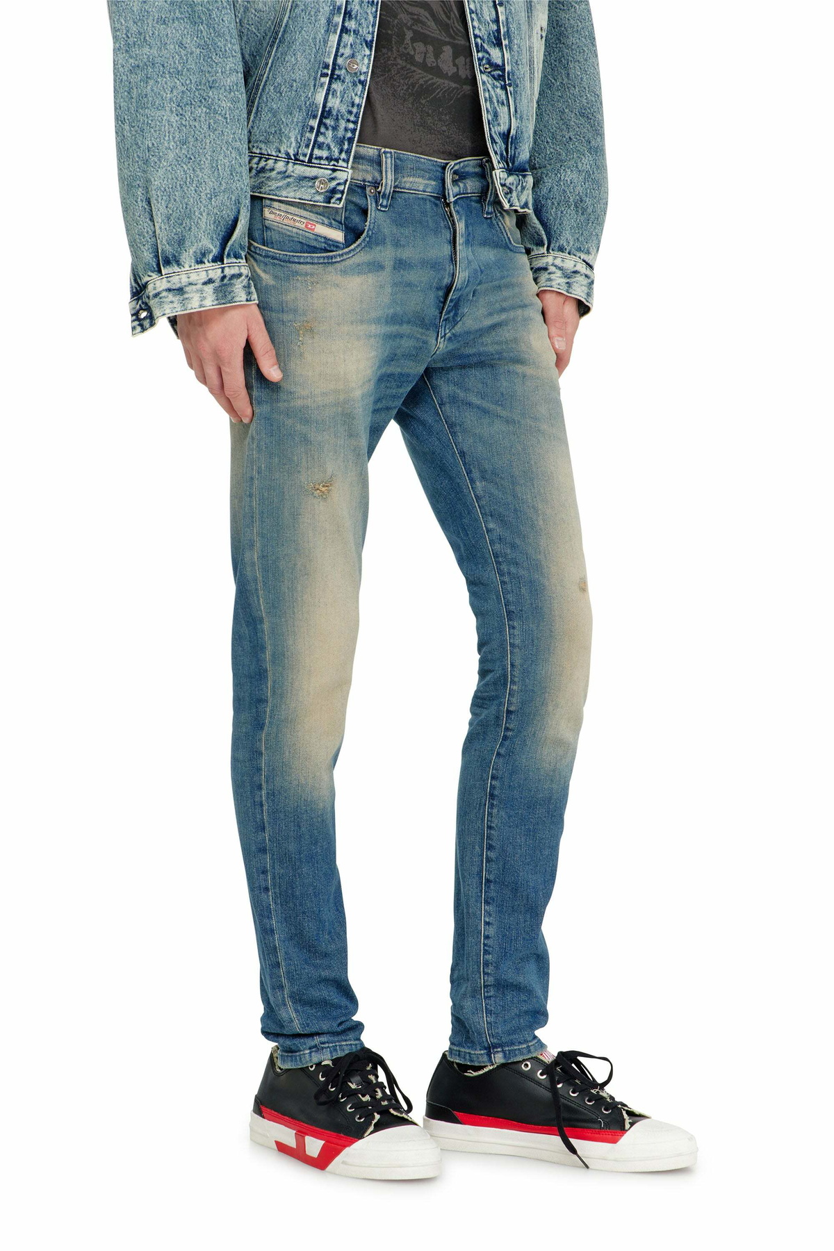 Diesel Slim Jeans Regular Waist 2019 D-Strukt, Medium blue, Zip fly