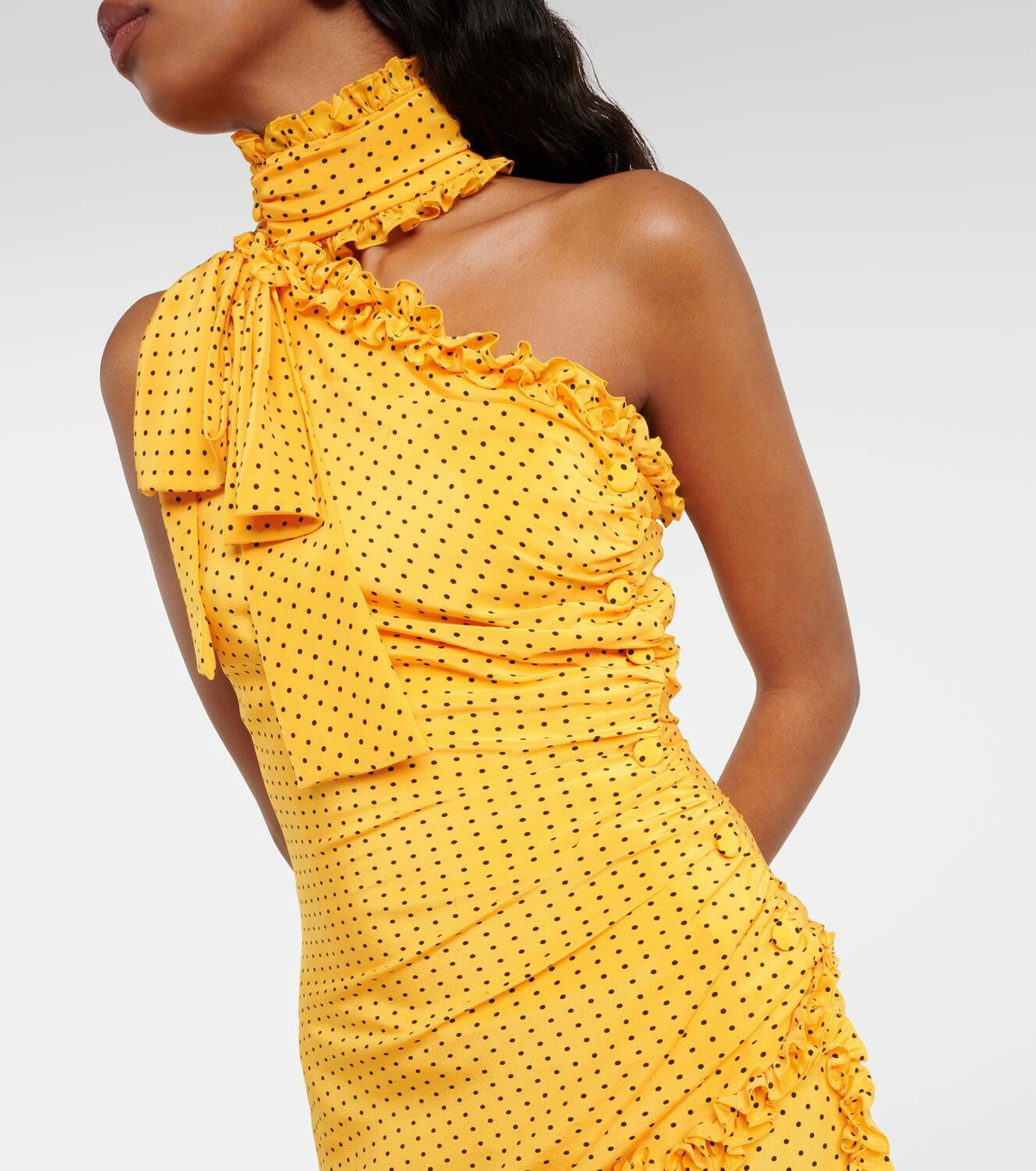 Alessandra Rich Polka-dot one-shoulder silk maxi dress Alessandra Rich