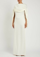 Stella Mccartney Draped Cape-effect Satin-crepe Gown Cream