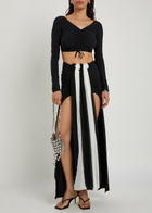 Nensi Dojaka Ruched Stretch-jersey Crop top Black
