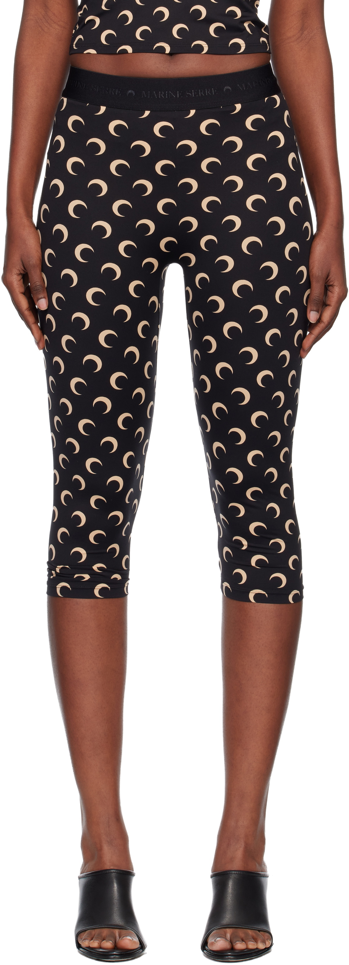 Marine Serre White and Black Fuseaux Moon Leggings Marine Serre