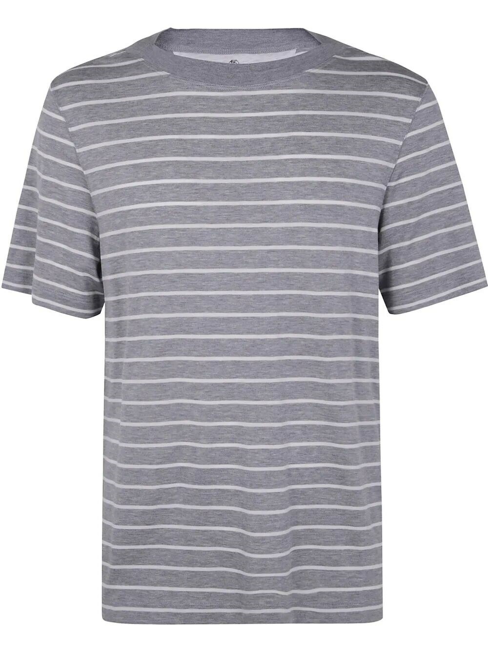 Brunello Cucinelli Classic Stripes Tee Shirt in Beige