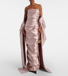 Marmar Halim Caped satin bustier gown