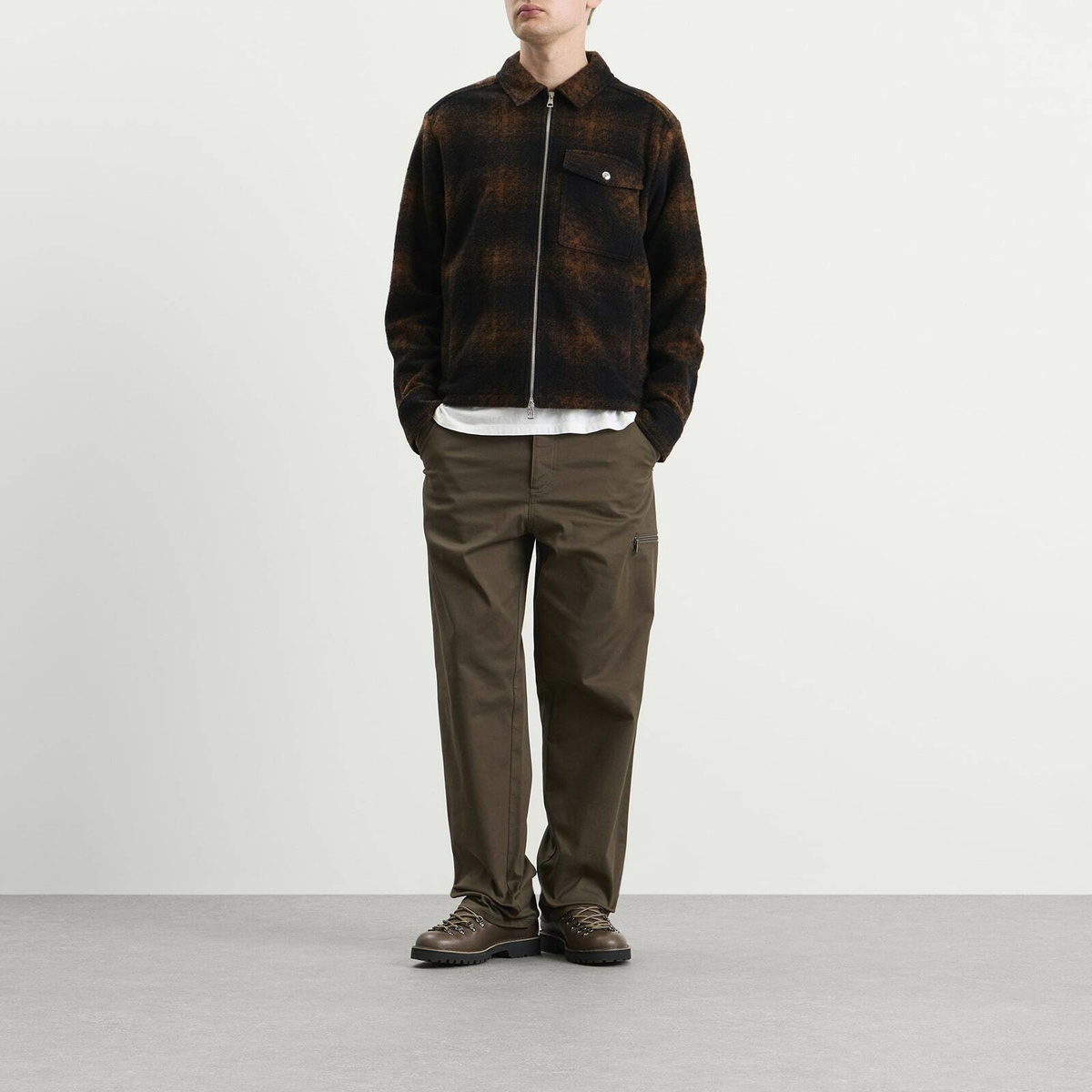 Moncler Men's Check Shirt Jacket in Brown