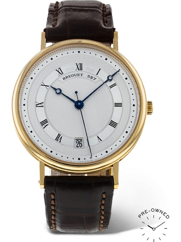 Photo: BREGUET - Pre-Owned 2011 Classique Automatic 35.5mm 18-Karat Gold and Alligator Watch, Ref. No. 5930BA/12/986