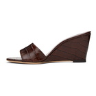 Staud Brown Croc Billie Wedge Sandals