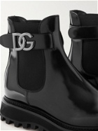 Dolce & Gabbana - Logo-Embellished Glossed-Leather Chelsea Boots - Black