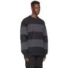 Juun.J Black and Grey Denim Stripe Mixed Sweatshirt