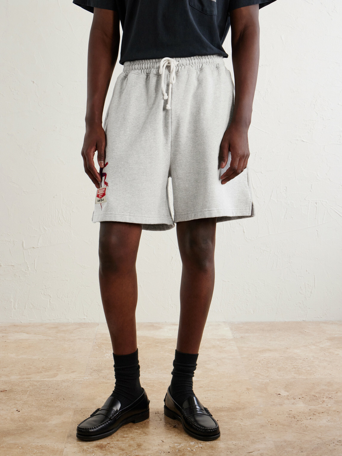 Cherry Los Angeles - Logo-Embroidered Cotton Shorts - Gray
