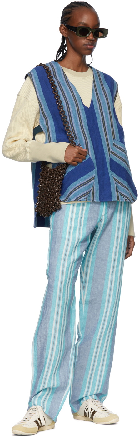 Nicholas Daley Blue Linen Trousers