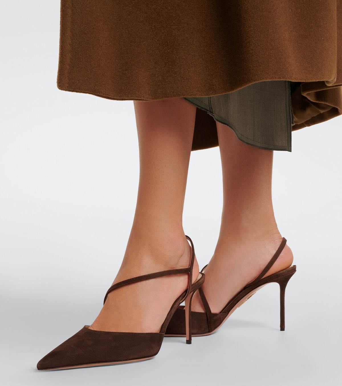 Aquazzura Dynasty suede slingback pumps