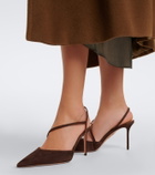 Aquazzura Dynasty suede slingback pumps