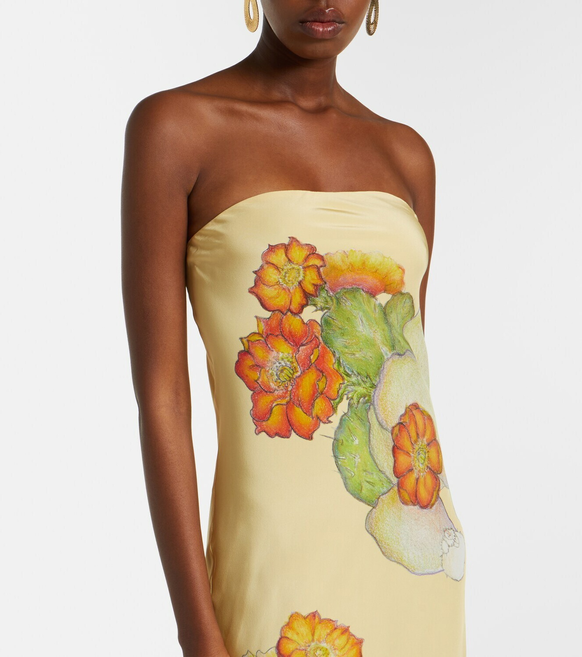 Rodarte Scarf-detail floral silk crêpe gown