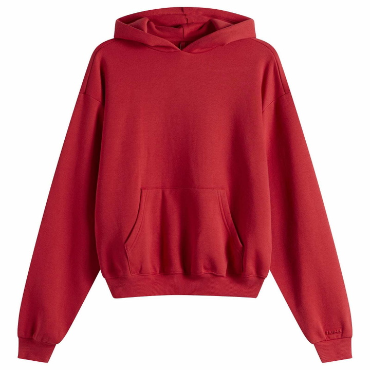 Photo: SKIMS Women's Cotton Fleece Classic Zip Up Hoodie in Washed Red