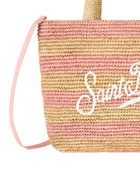 MC2 Saint Barth Pink Striped Raffia Beach Midi Bag With Cotton Pouch