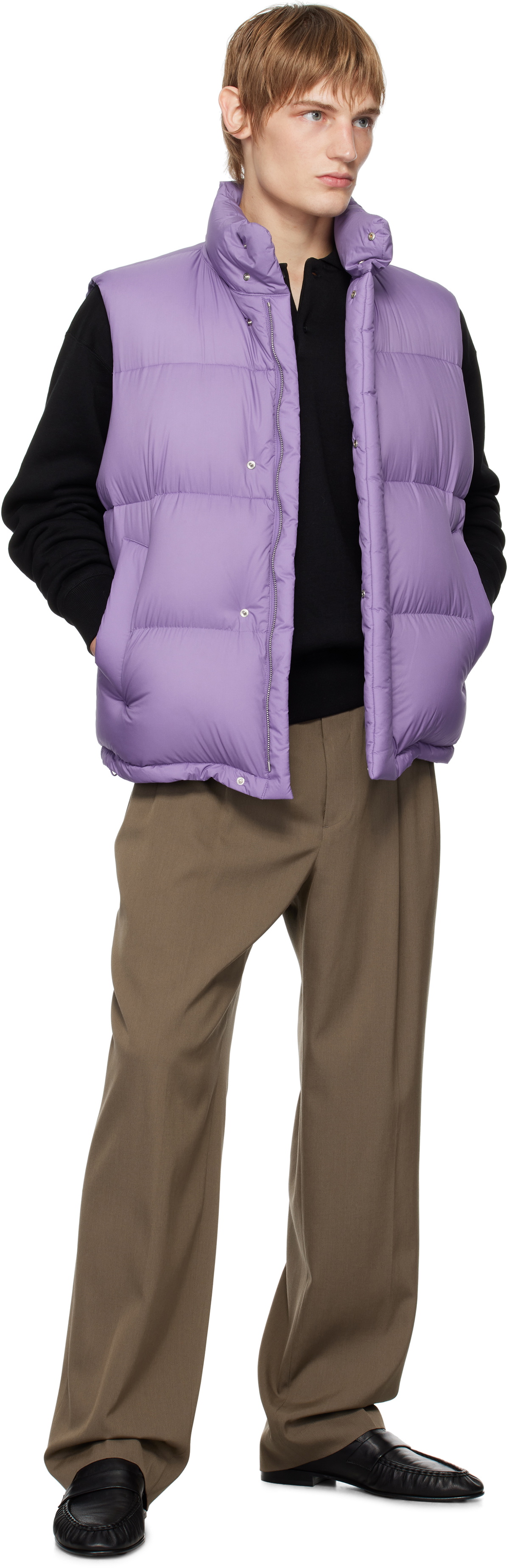 AURALEE Black Smooth Soft Sweat Polo Auralee