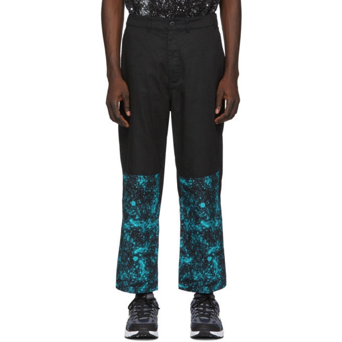 Photo: Clot Black and Blue Graphic Cropped Relaxed Trousers