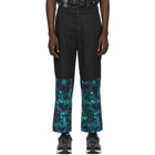 Clot Black and Blue Graphic Cropped Relaxed Trousers