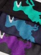 PAUL SMITH - Dino Three-Pack Stretch Cotton-Blend Jacquard Socks
