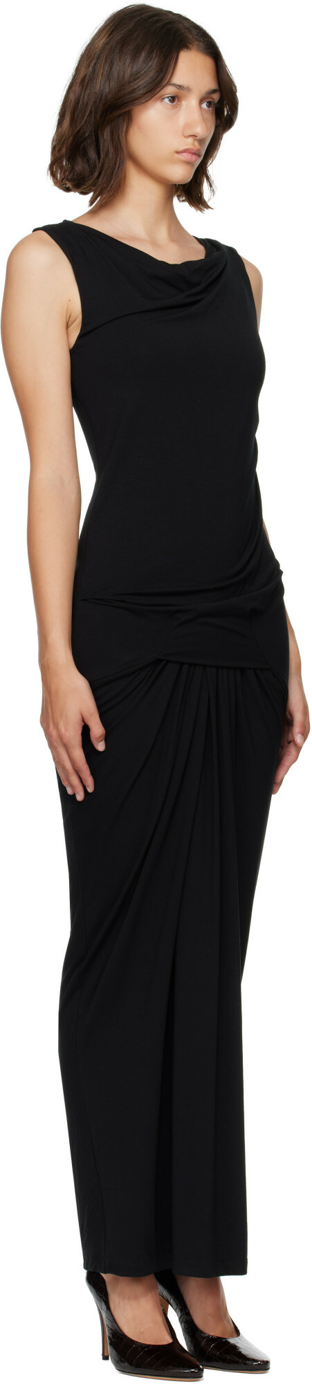 Entire Studios Black Drape Maxi Dress