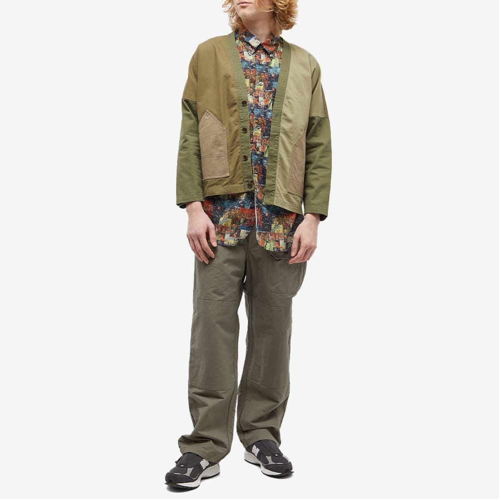 FDMTL Men's Boro Patchwork Cardigan in Khaki Rinse FDMTL