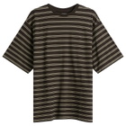 Kaptain Sunshine Men's Stripe Jersey Short Sleeve T-Shirt in Brown Wide Stripe