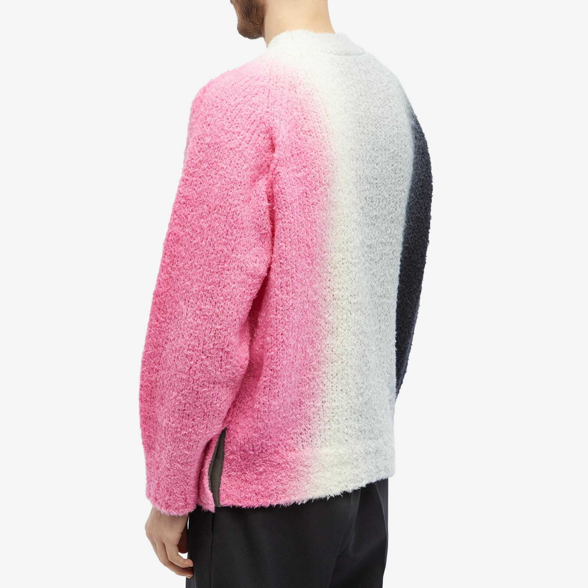 Sacai Men's Tie Dye Crew Knit in Charcoal Grey/Pink Sacai