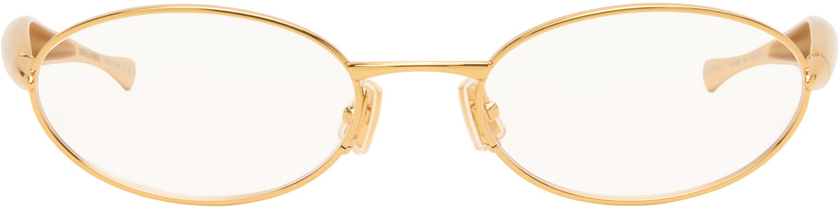 Bottega Veneta Gold Sardine Oval Glasses