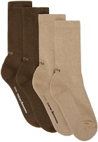 SOCKSSS Two-Pack Beige & Brown Socks