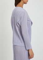 Pleats Please Issey Miyake Pleated Woven Cardigan Light Purple