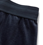 Hugo Boss - Slim-Fit Tapered Logo-Embroidered Cotton-Blend Velour Sweatpants - Blue