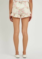 Simone Rocha Floral-print Ruffled Stretch-satin Shorts Cream