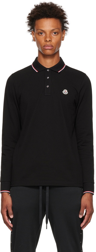 Photo: Moncler Black Long Sleeve Cotton Polo