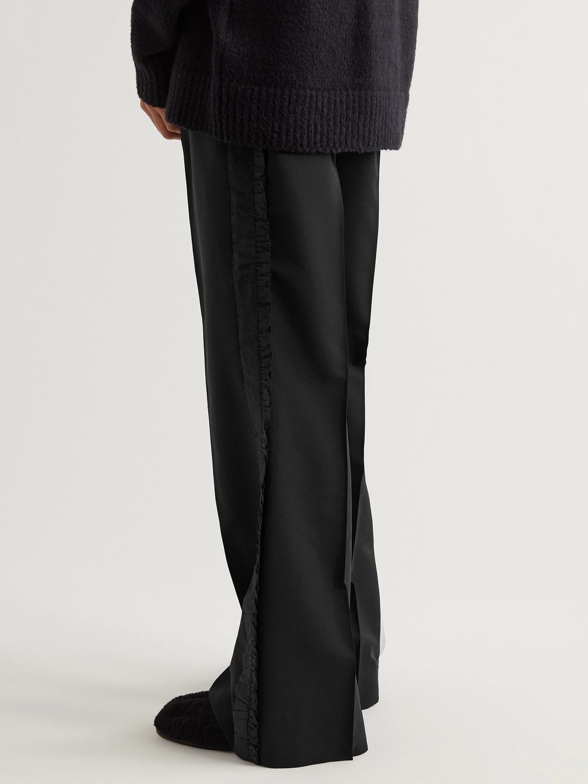 Acne Studios Flared Ruffled Wool and Mohair-Blend Trousers