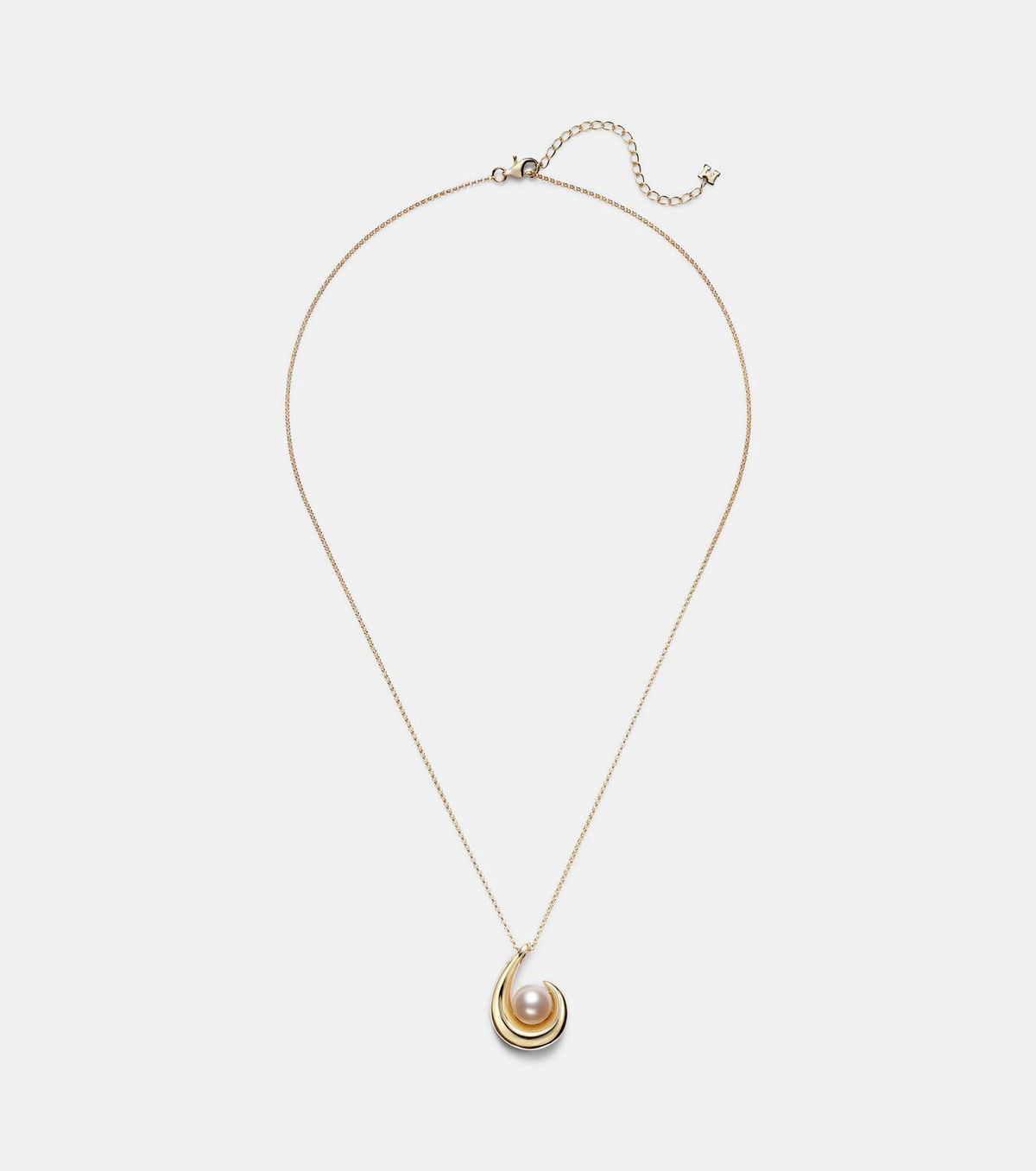 Mateo Pearl Curl 14kt gold pendant necklace with freshwater pearl